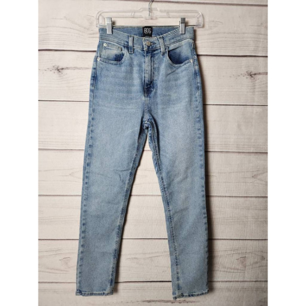 BDG Womens Girlfriend High-Rise Cropped Jeans Blue Stretch‎ Light Wash Denim 25